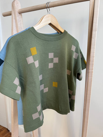 The Endery - Albers Short Sleeve Sweater Tee - Olivine: XS/S