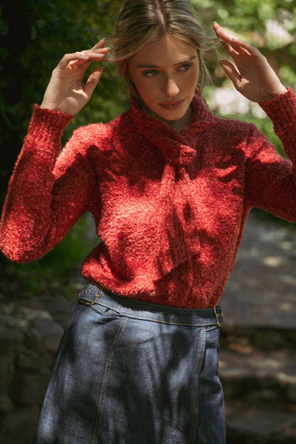 &MERCI - TYING NECK SWEATER CARDIGAN MSW11027: Black / L