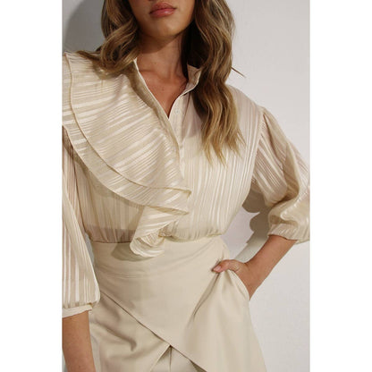 Mulla - Ruffle Blouse - Regular Fit: VANILLA / S