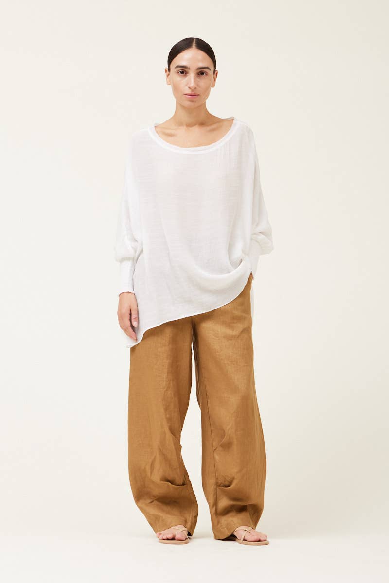 Grade & Gather - 40250PP - SMOCKED SLEEVE BLOUSE: CHARTREUSE / MEDIUM/LARGE
