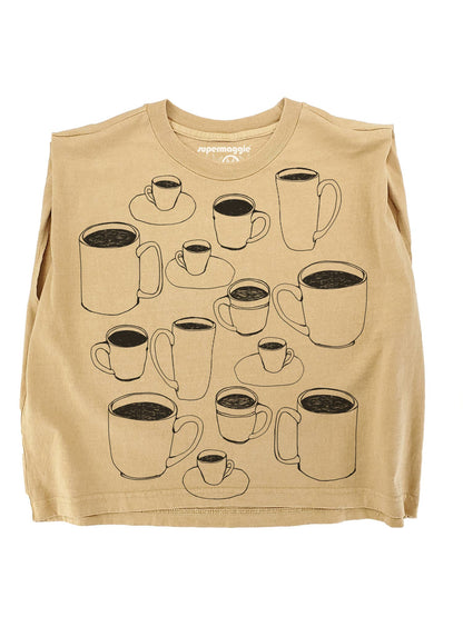 Supermaggie @ Faire - Coffee Cups Maisie Heavyweight Muscle Tee: Off White / Md