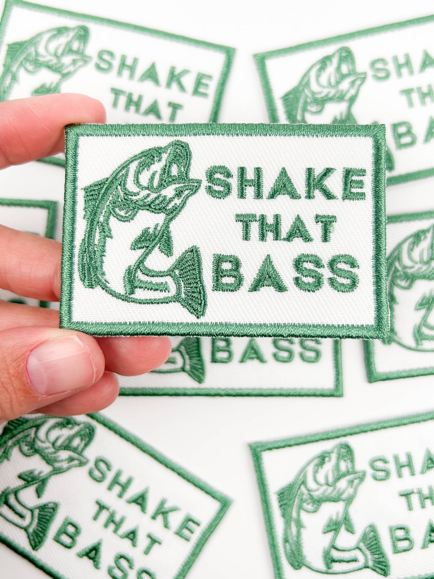 Field Trip Threads - Shake That Bass Embroidered Iron-On Patch River Fishing