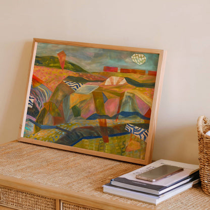 El Baker Art - Midcentury Abstract Desert Landscape Art Print: Unframed, Giclee Paper Print Only / 12×16