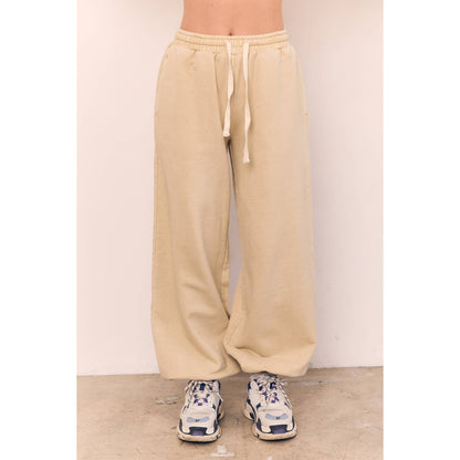 The Blank Lab - Acid Wash Wide Jogger Pants (AAB501_ACD): MIDNIGHT NAVY / S-M-L(2-2-2)