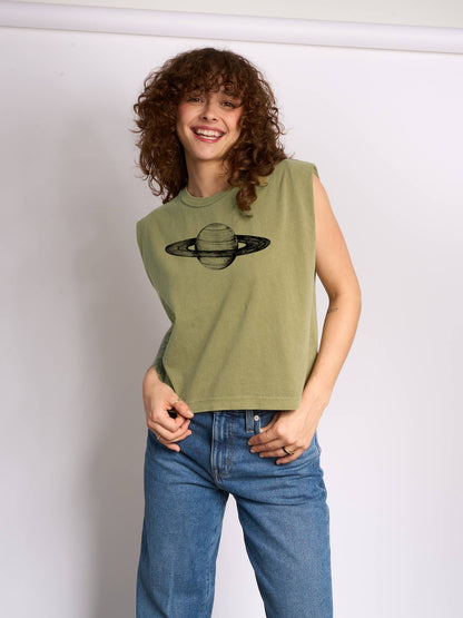 Supermaggie @ Faire - Saturn Maisie Heavyweight Muscle Tee: Off White / Sm