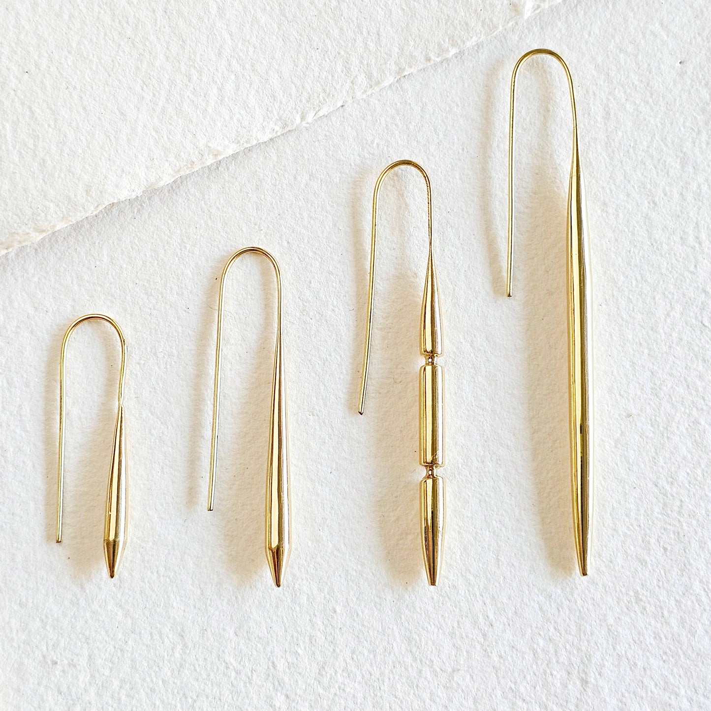Bisjoux - Brass drop needle spear spike earrings high quality medium