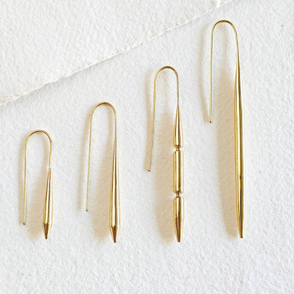 Bisjoux - Brass drop needle spear spike earrings high quality medium