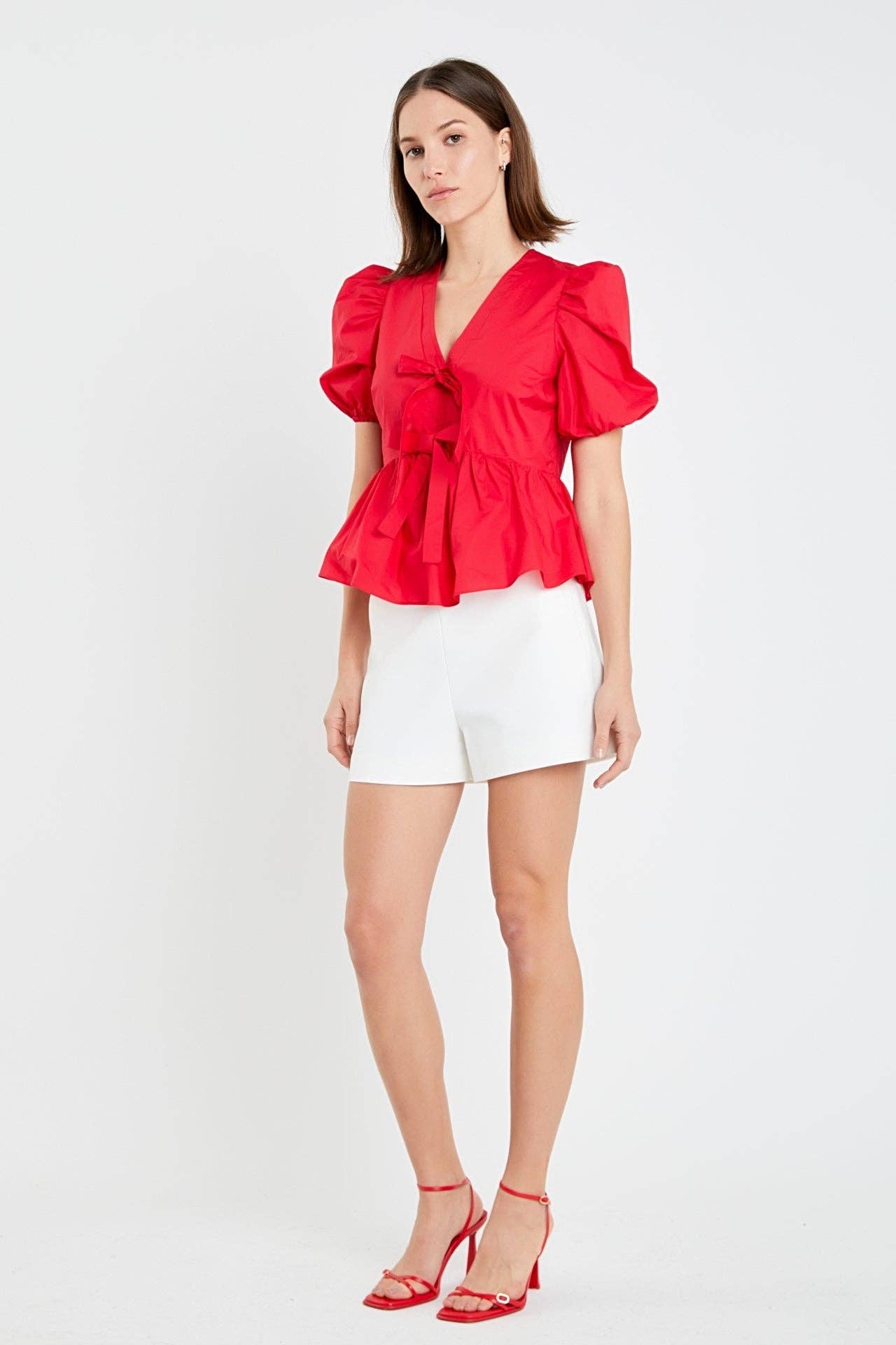 English Factory - High Waisted Mini Shorts: IVORY / L
