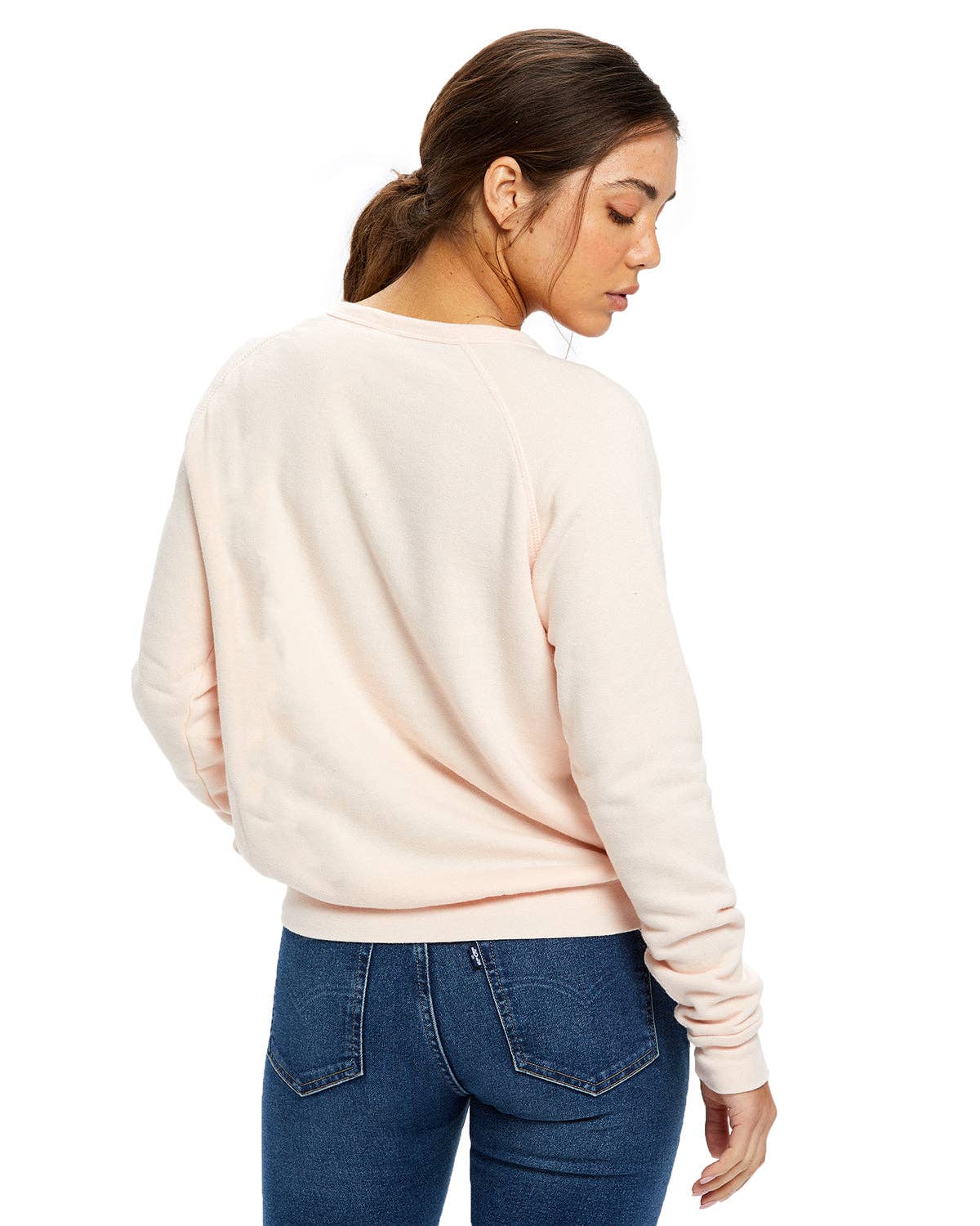 US Blanks - Women's Raglan Pullover Long Sleeve Crew Neck: Tri-navy / S
