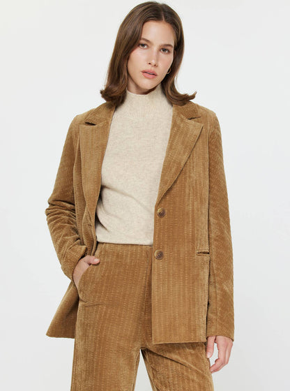 Current Air - CORDUROY SINGLE BREASTED JACKET: Camel / XS