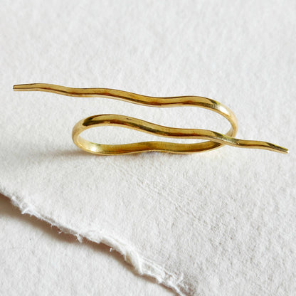 Bisjoux - Brass double finger Barbed Wire handmade Ring
