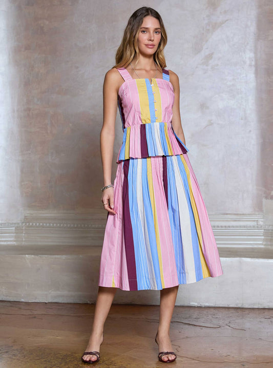 Current Air - Cotton Striped Sleeveless Top: Multi / L