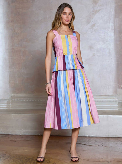 Current Air - Cotton Striped Sleeveless Top: Multi / S