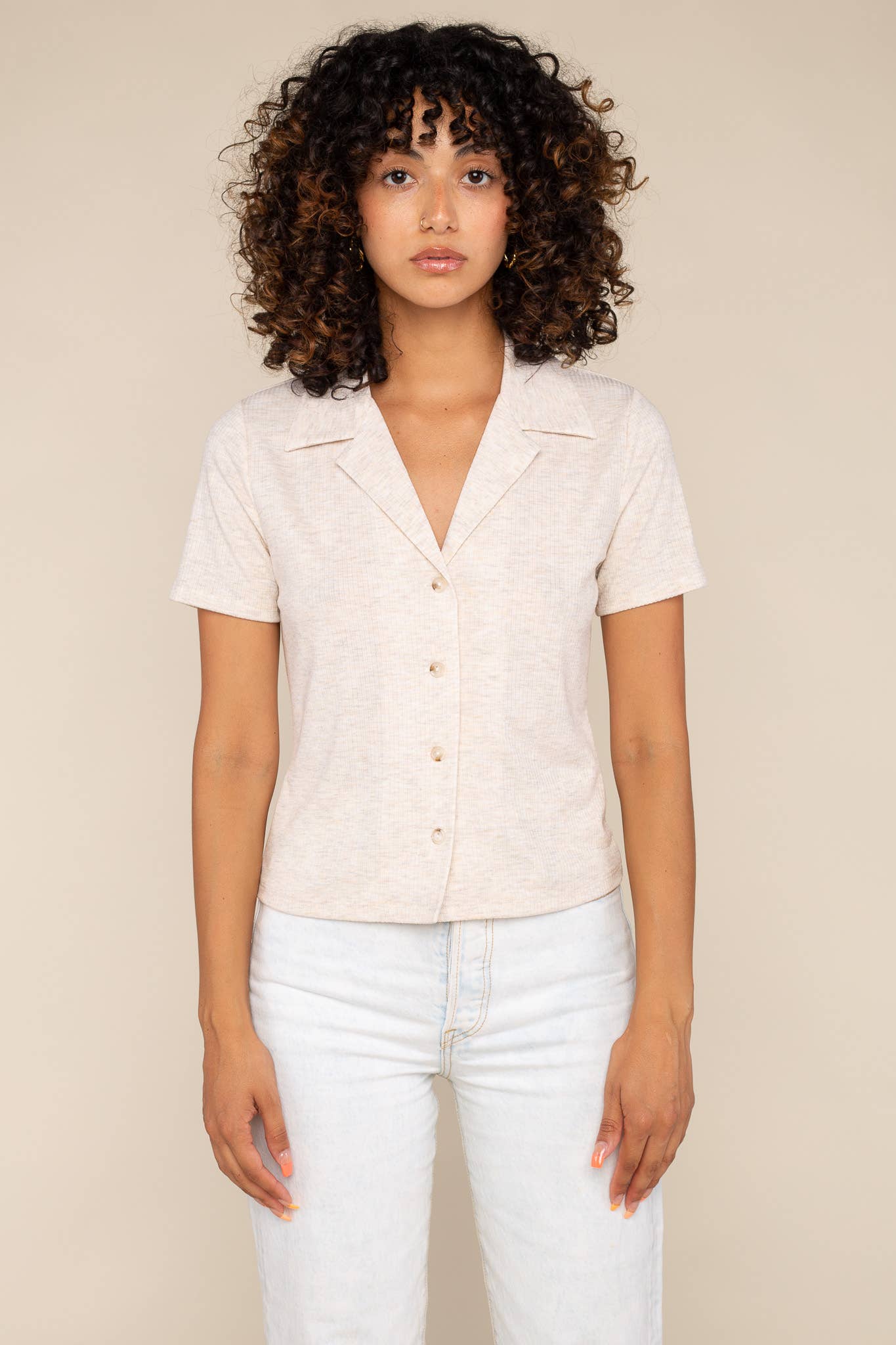 NLT - Lourdes Top: H Oatmeal / Large