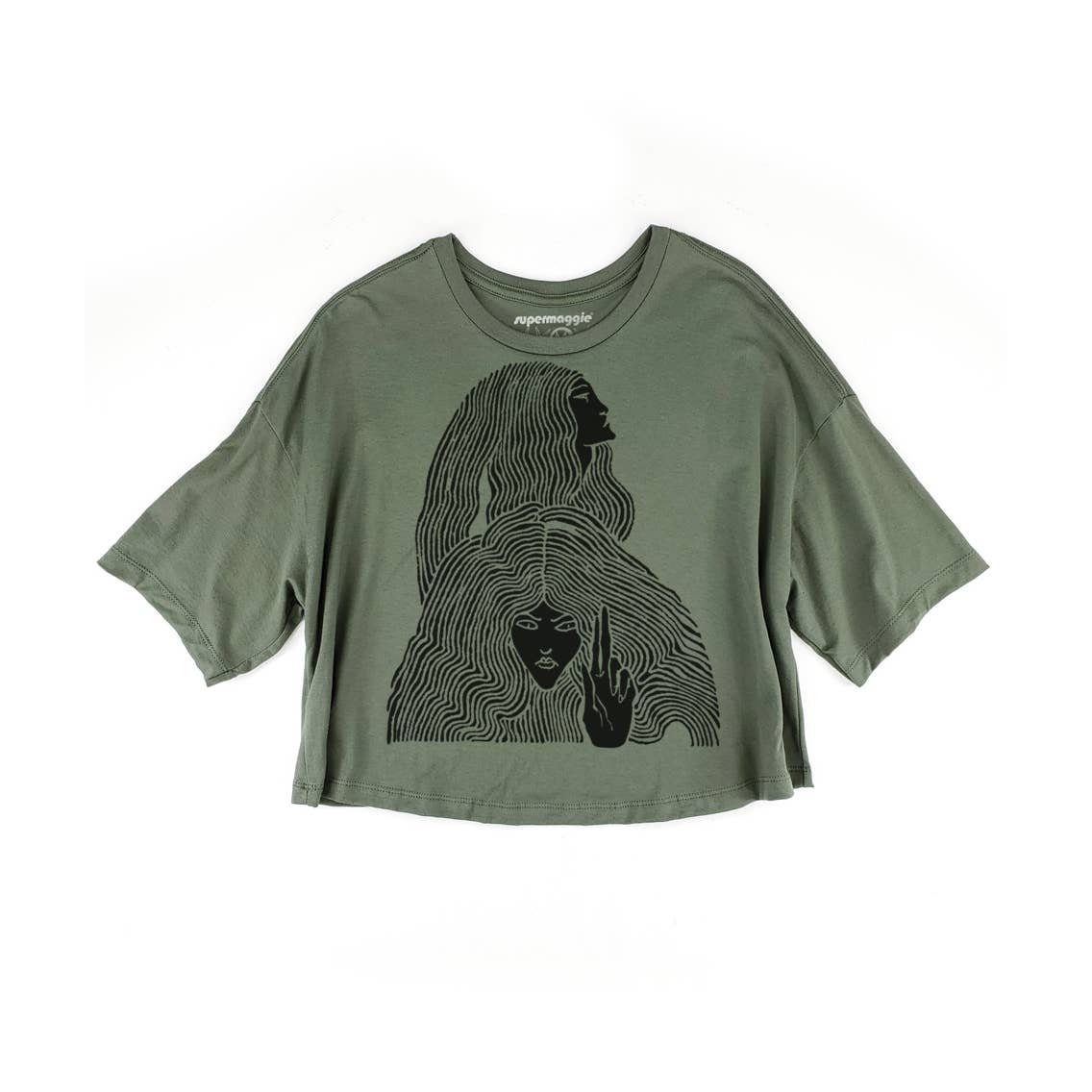 Supermaggie @ Faire - Witches Clover Crop Tee: Black / Xl