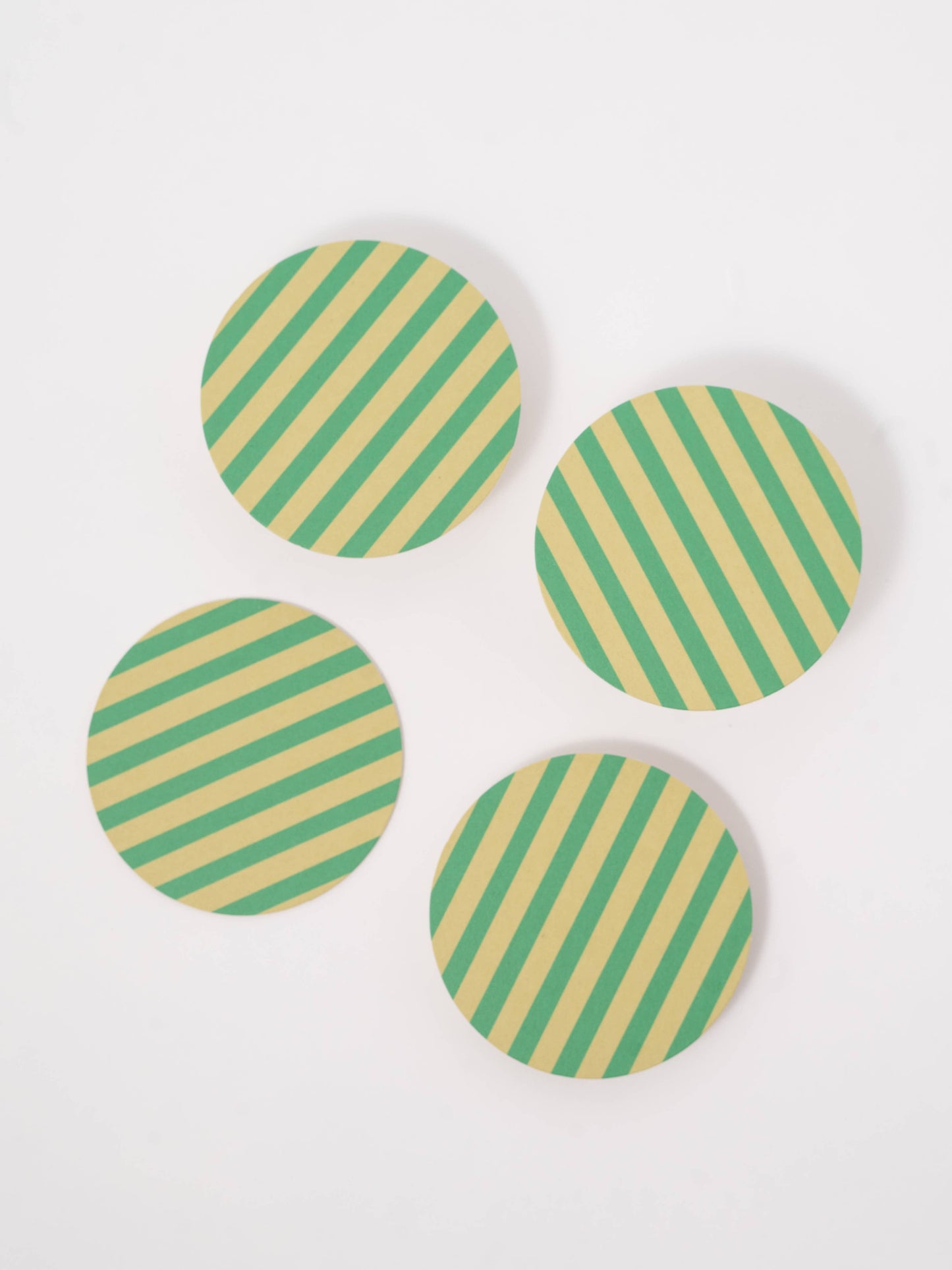 One & Only Paper - Verde Green and Lime Striped Coaster - Set of 4