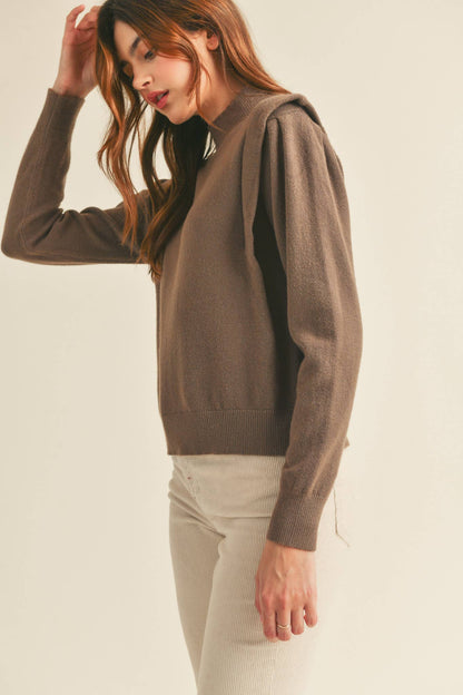 &MERCI - MOCK NECK SHOULDER DETAIL SWEATER MSW10296: IVORY / S