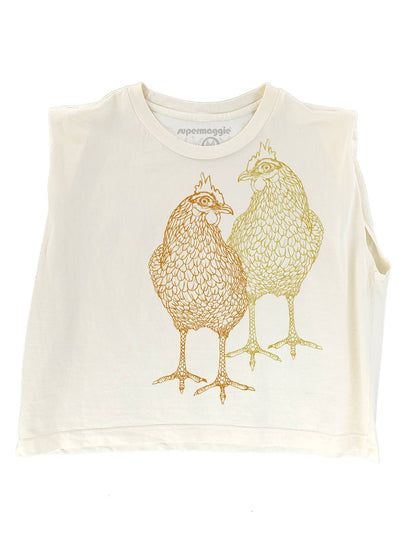 Supermaggie @ Faire - Chickens Maisie Heavyweight Muscle Tee: Off Black / Sm