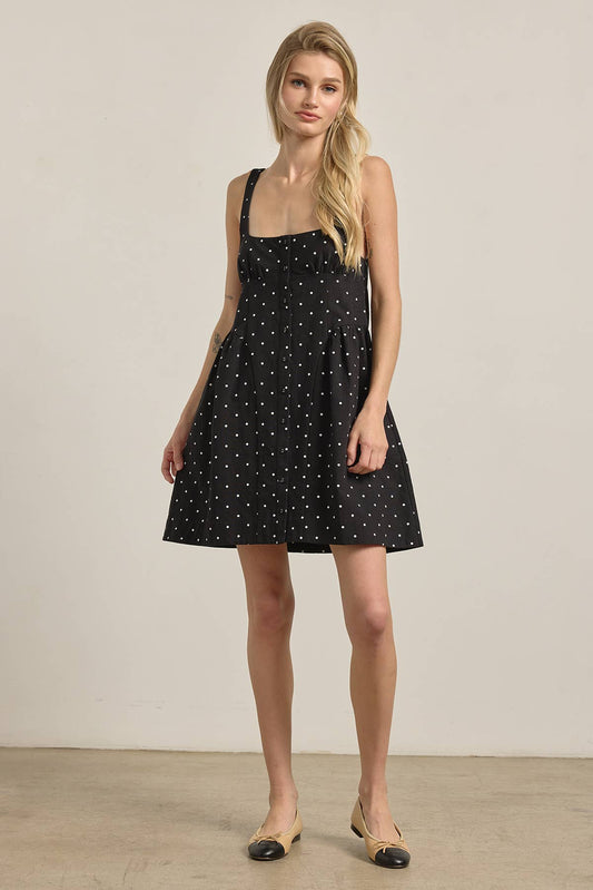 RAISONNEL - Polka Dot Button-Down Mini Dress - RD1256: BEIGE POLKA DOT / S-M-L (3-2-1)