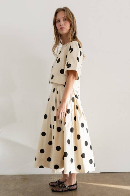 Heyson - JOT1116 Polka Dot Back-Tie Top: CREAM / S