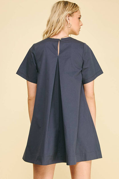 PINCH - TUNIC MINI DRESS WITH TUCKED DETAIL AT BACK - 6756D: DEEP NAVY / L