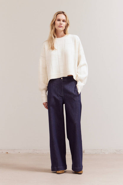 Grade & Gather - 41984 - TEXTURE GRID KNIT: MIDNIGHT / Contemporary / MEDIUM