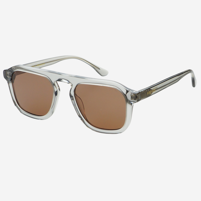 FREYRS Eyewear - Addison Acetate Unisex Aviator Sunglasses : Crystal Gray / Brown