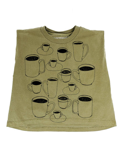 Supermaggie @ Faire - Coffee Cups Maisie Heavyweight Muscle Tee: Off White / Lg