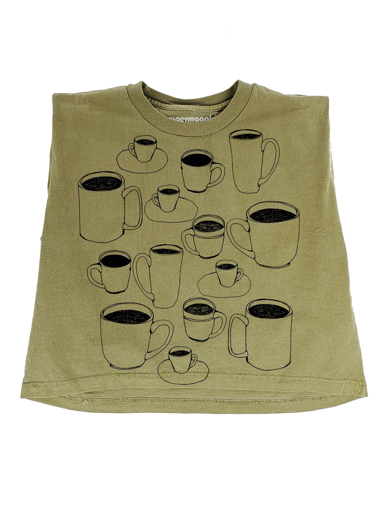 Supermaggie @ Faire - Coffee Cups Maisie Heavyweight Muscle Tee: Off White / Md
