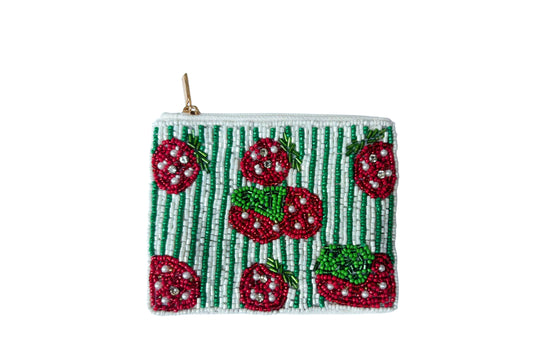 Nima Accessories Inc - Strawberries Themed Fully Beaded Coin Purse 
