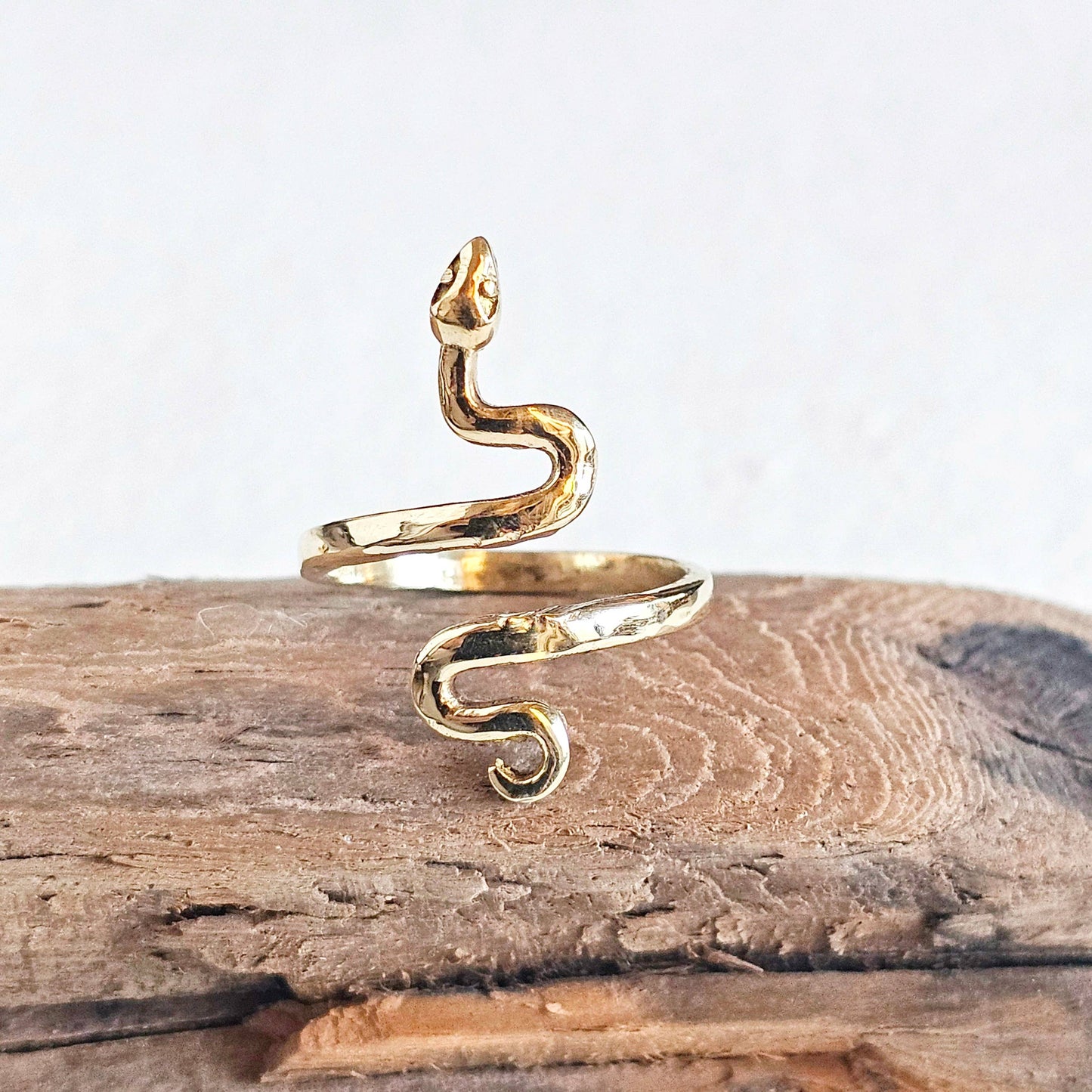 Bisjoux - Brass snake serpent cobra ring adjustable handmade: Brass