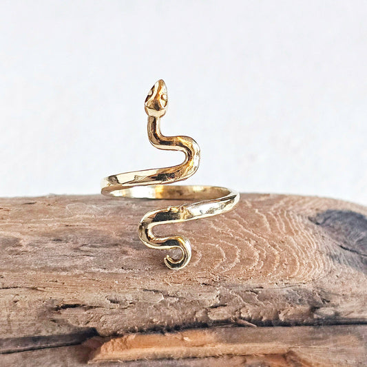 Bisjoux - Brass snake serpent cobra ring adjustable handmade: Brass