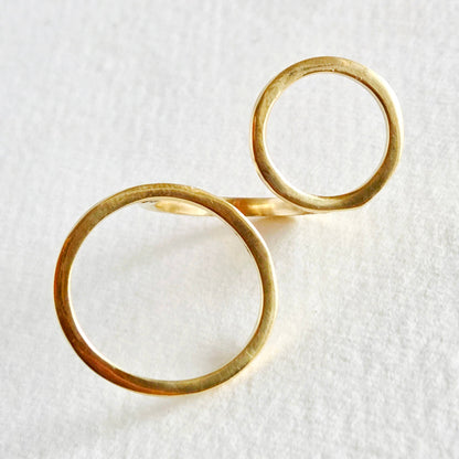 Bisjoux - Brass ring open circle adjustable handmade double ring