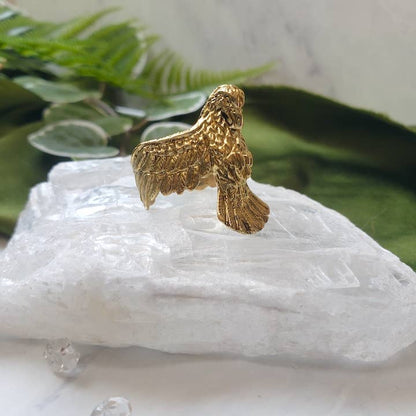 Dreamers of Dreams - Hawk Ring - Brass Spirit Animal Statement Ring