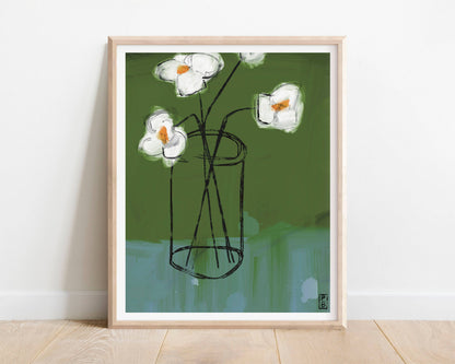 Pascale Berkowitz Studio Art - "Green Glass Still Life", Giclée Fine Art Print: 8x10