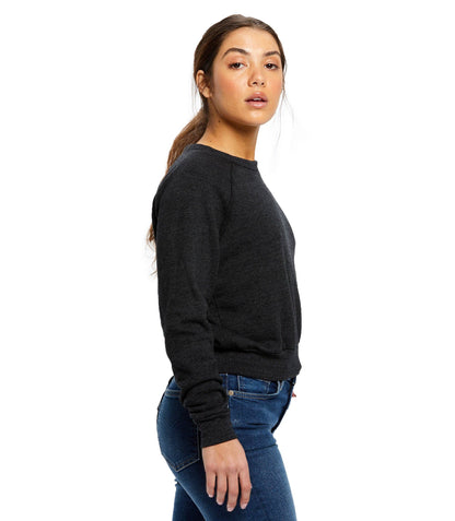 US Blanks - Women's Sponge Fleece Cropped Crew Neck Fleece: Tri-navy / L