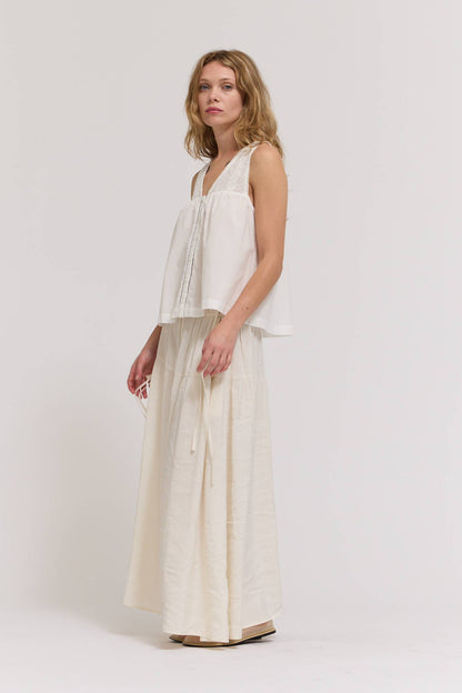 Grade & Gather - 42218 - V-NECK EYELET TANK: ATLANTIC / Contemporary / MEDIUM