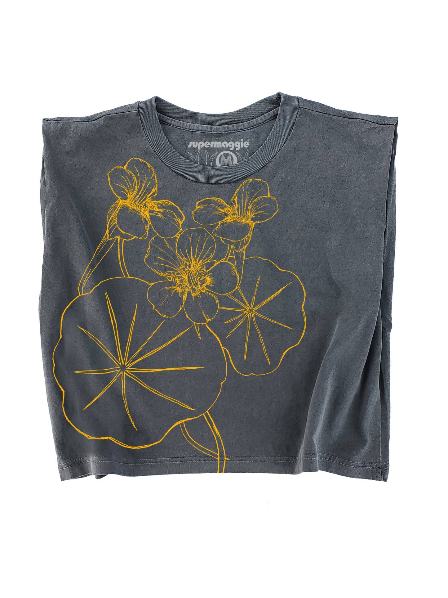 Supermaggie @ Faire - Nasturtiums Maisie Heavyweight Muscle Tee: Off White / Lg