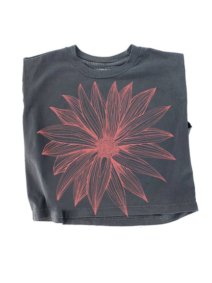 Supermaggie @ Faire - Big Flower Maisie Heavyweight Muscle Tee: Off Black / Md