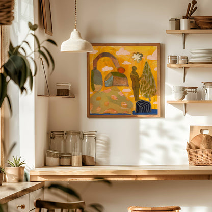 El Baker Art - Retro Nature Abstract Figure Art Print: Unframed, Giclee Paper Print Only / 16×16