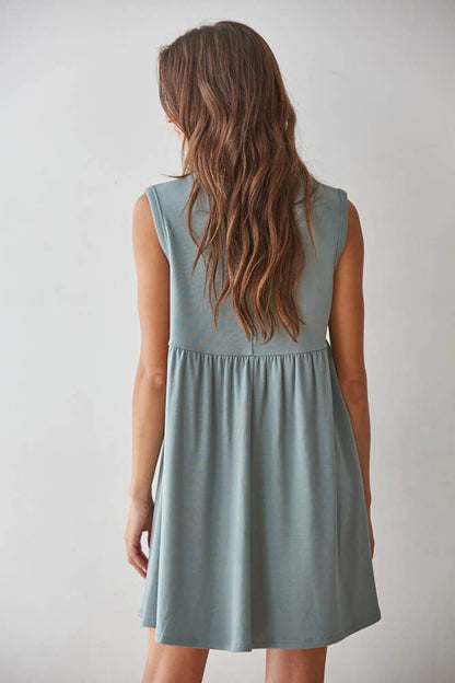 By Together - L10295 | Knit Rayon Spandex Jersey Sleeveless Mini: Sage / M