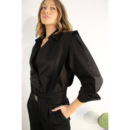 Mulla - SHOULDER LINE FOLD SHIRTS: BLACK / L