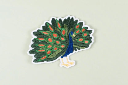 Field Trip Threads - Peacock Embroidered Iron On Patch Bird Feather Hats Jackets