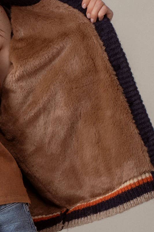 Fashion Week - Plush Fleece-Lined Sweater Cardigan Jacket: Navy / SM-ML/3-3