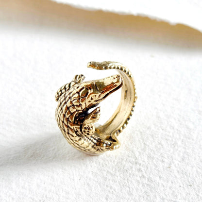 Bisjoux - Brass alligator animal ring crocodile nature jewelry