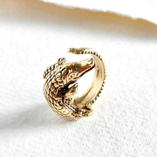 Bisjoux - Brass alligator animal ring crocodile nature jewelry