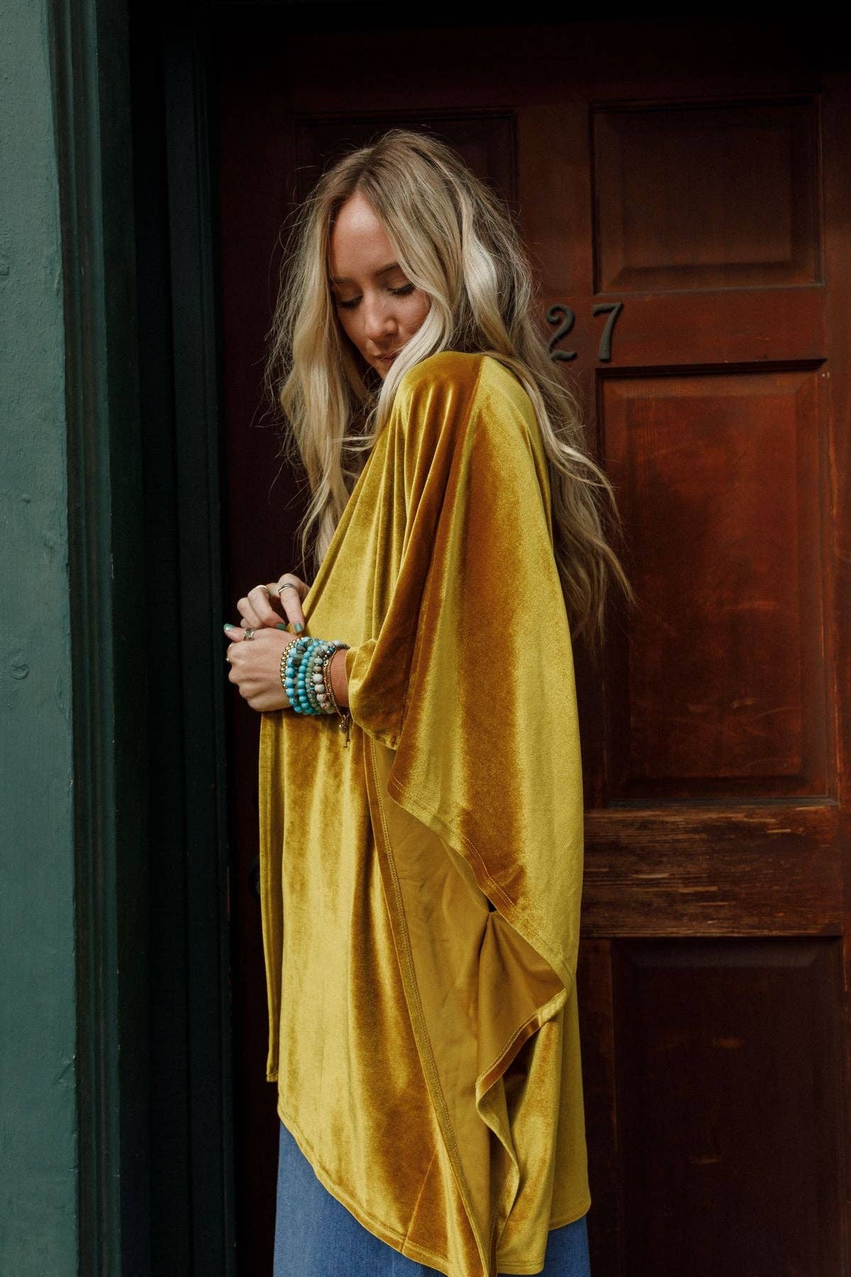 Three Bird Nest - Savoy Velvet Kimono - Marigold: L/XL