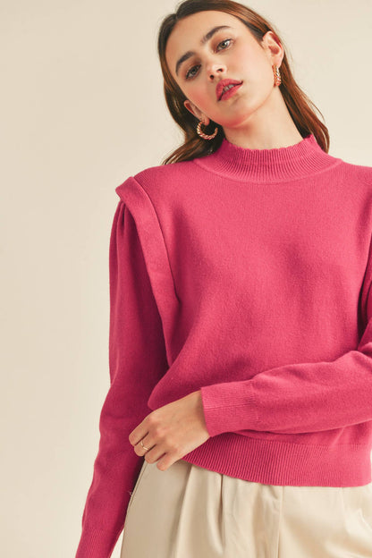 &MERCI - MOCK NECK SHOULDER DETAIL SWEATER MSW10296: IVORY / S