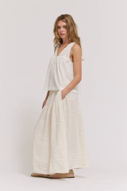 Grade & Gather - 42218 - V-NECK EYELET TANK: ATLANTIC / Contemporary / SMALL