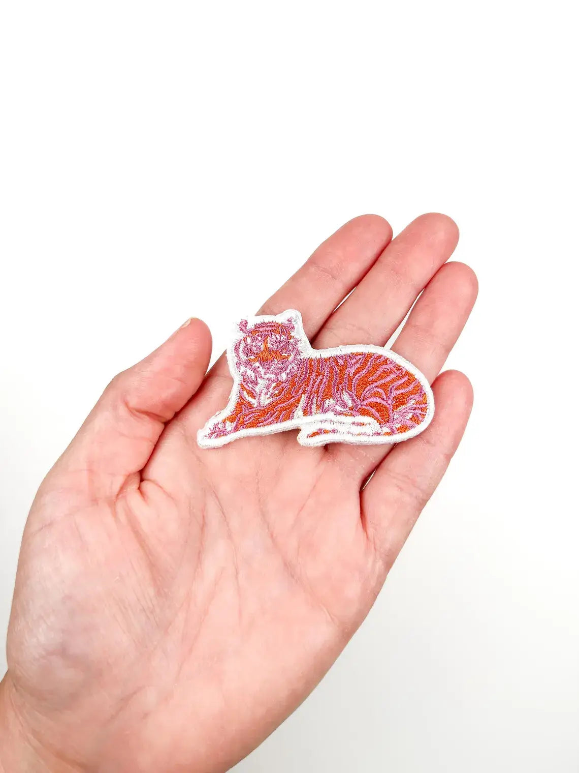 Field Trip Threads - Pink Tiger Embroidered Iron-On Patch for Hat Mascot Nature